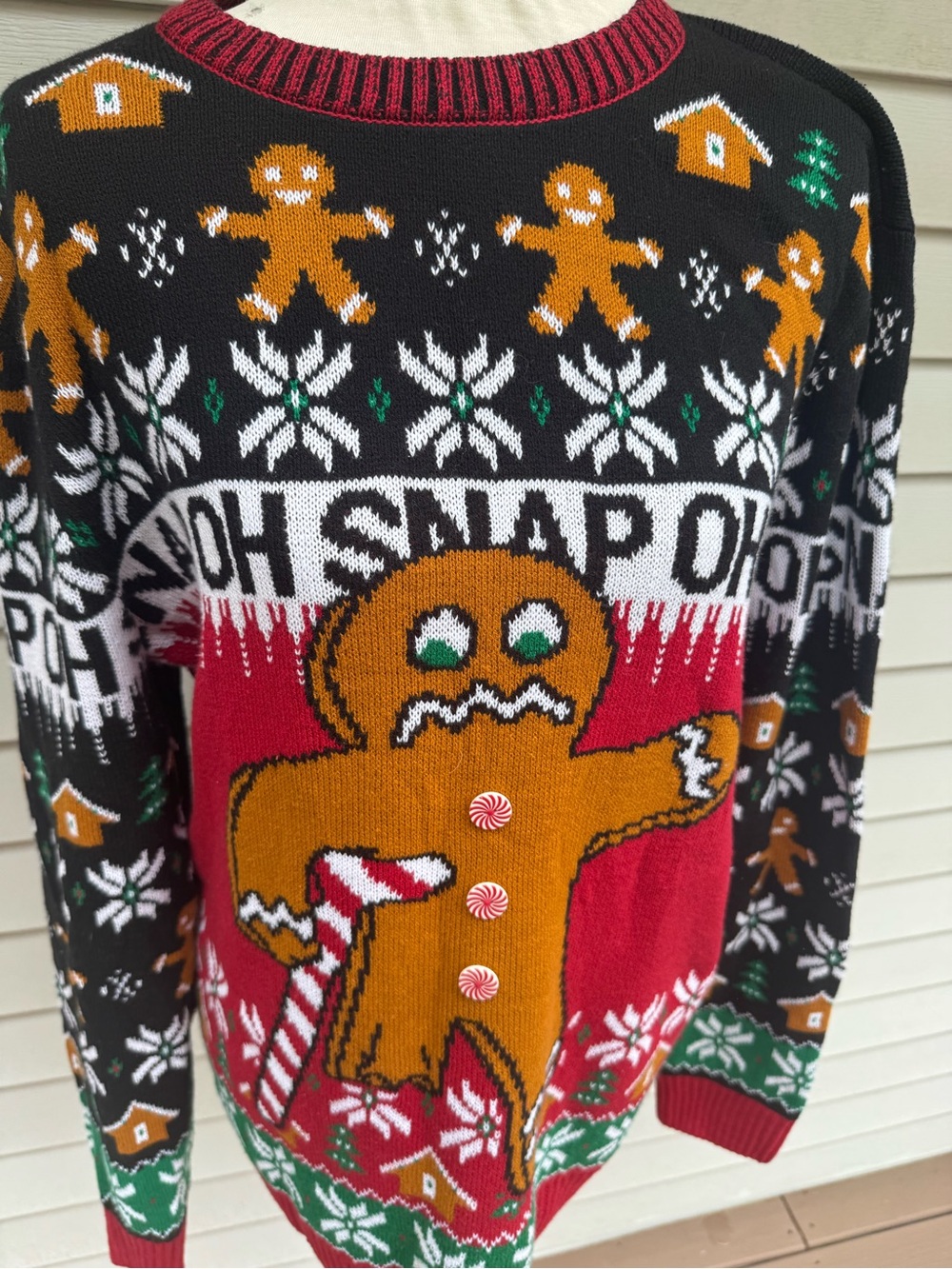 Snap Gingerbread Ugly Christmas Sweater - Picture 1 of 5